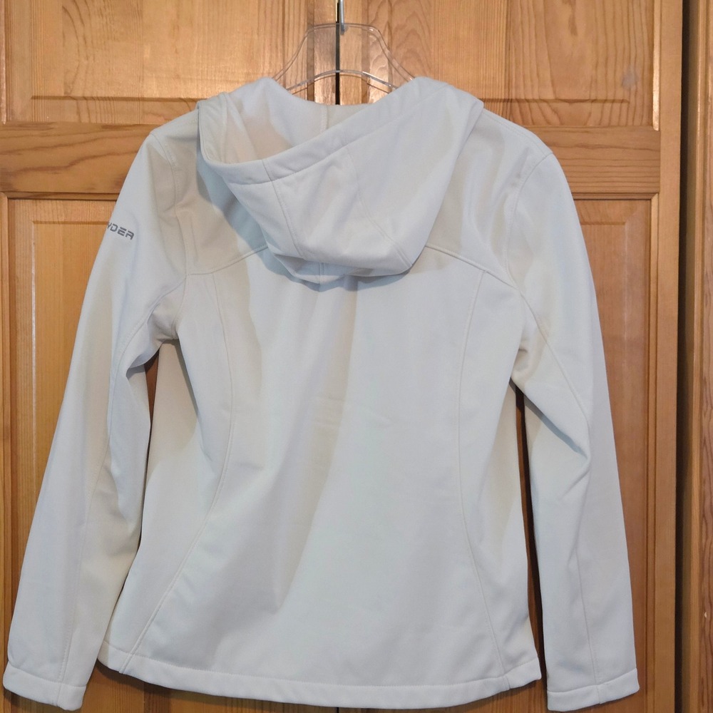 Spyder Womens Off White Hooded Softshell Fleece Lined Jacket Medium - Picture 8 of 8